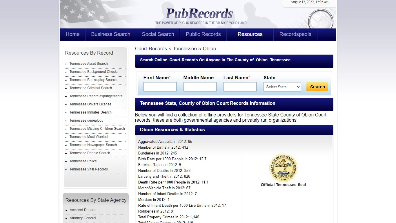 Obion County, Tennessee Court Records - Pubrecords.com