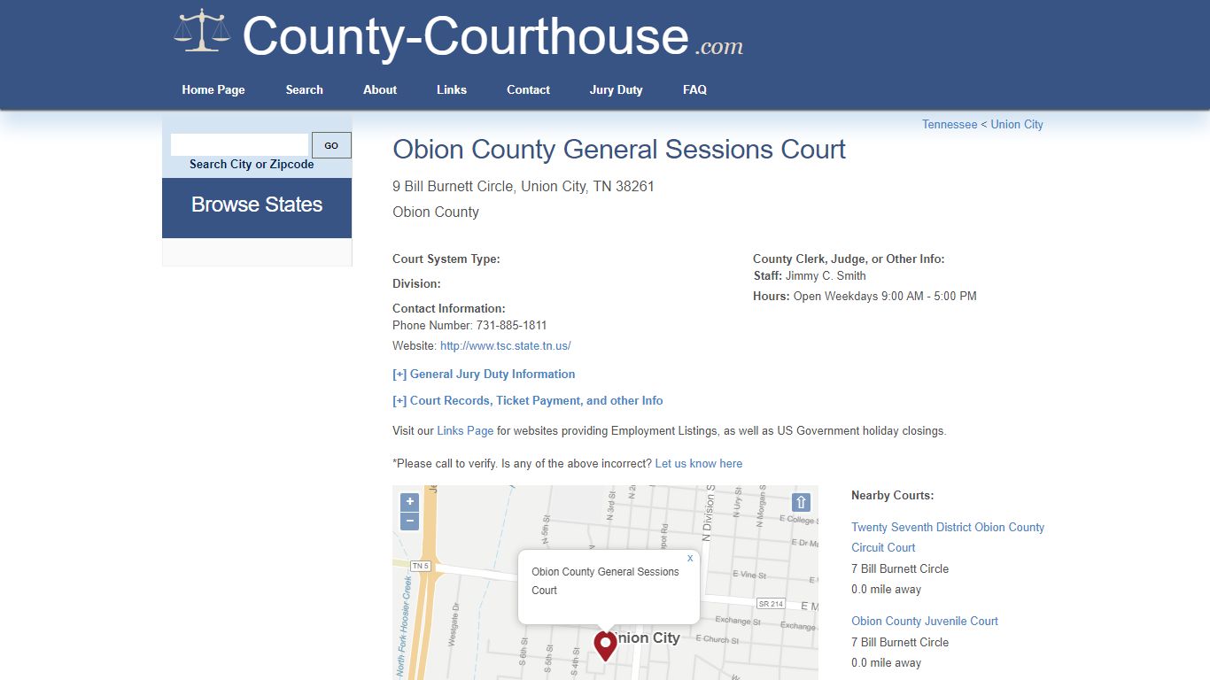 Obion County General Sessions Court in Union City, TN ...