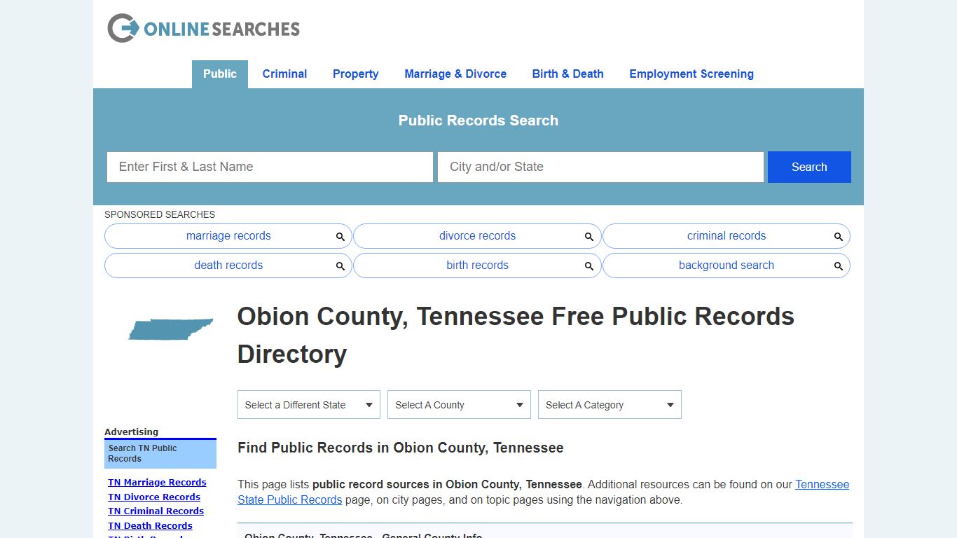 Obion County, Tennessee Public Records Directory