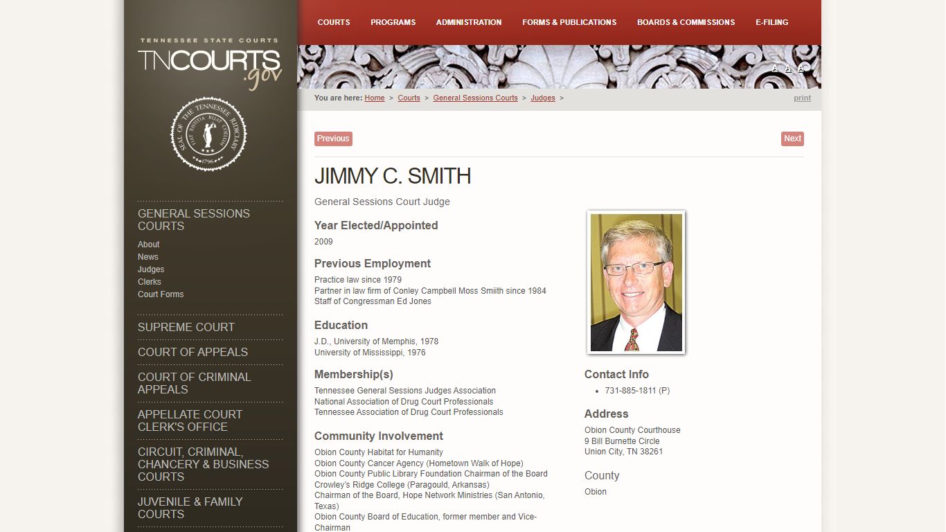 Jimmy C. Smith | Tennessee Administrative Office of the Courts